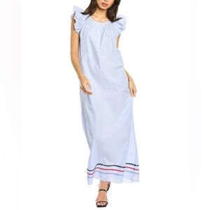 Sail to Sable STS Flutter Sleeve Maxi Dress With Ric Rac Trim Cotton